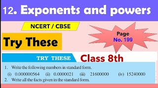 Try These Page no. 199 | Exponents and powers | chapter 12 | class 8 | Maths| NCERT