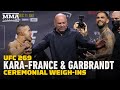 Cody Garbrandt Laughs At Kai Kara-France's Fake Throat Slit In Staredown | UFC 269 | MMA Fighting
