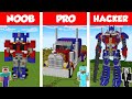 Minecraft NOOB Vs PRO Vs HACKER TRANSFORMERS OPTIMUS STATUE HOUSE BUILD CHALLENGE Animation