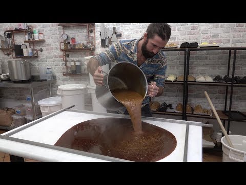 English Fudge Candy Made by Hand. London Greenwich Market. Street Food