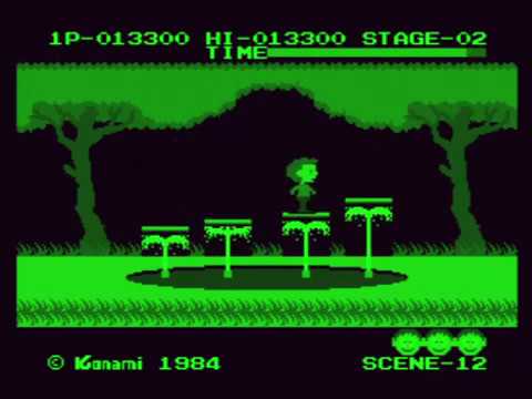 [MSX Game] Athletic Land 1984 Konami J MSX game - Retro monitor monochrome play