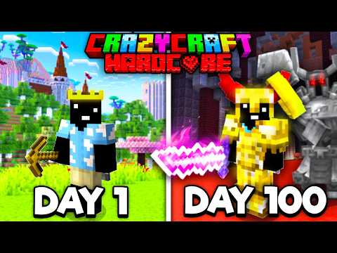 I Survived 100 Days in CRAZYCRAFT in Minecraft Hardcore!