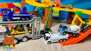 Construction Vehicles in Sand! The Cars Go to a Construction Site! 【Kuma's Bear Kids】