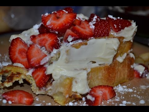 How to make French Toast with cream cheese glaze/frosting with strawberries