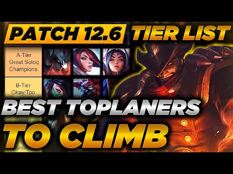 [Tier List] Soloq Toplaners Patch 12.6 - Champions to Climb With - Season 12 Toplane Met