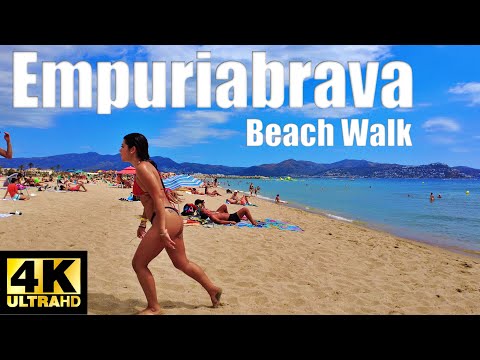 ????EmpuriaBrava Beach Walk 4K, Costa brava Spain.