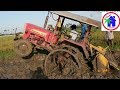 575 TRACTOR STUNT TRACTOR Pulling MAHINDRA 575 TRACTOR STUCK With Full Cage Wheel Village Work