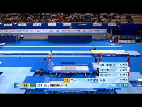 GRISHUNIN Ilya (AZE) M - 2019 Trampoline Worlds, Tokyo (JPN) - Qualification Trampoline R2