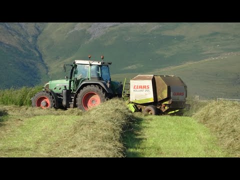 Haylage '20 - Raking and Baling on the Hill.