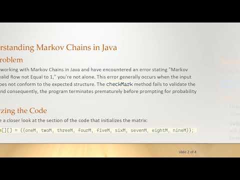 Fixing the Java Markov Chain Input Issue: How to Structure Your Matrix Correctly