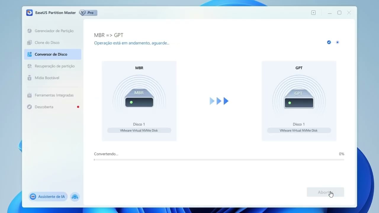 passos de converter mbr para gpt