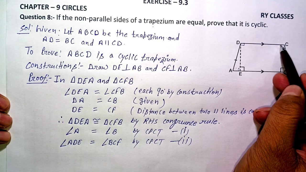 Question 8 | Exercise 9.3 | Clapter 9 | Circles