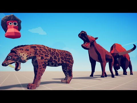 Animal Trio! Giant Bison Daeodon & Smilodon vs EVERY FACTION- Totally Accurate Battle Simulator TABS