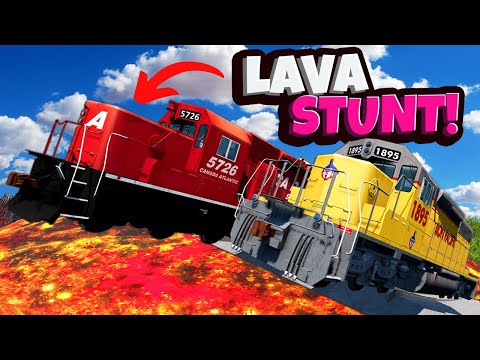 Testing Train Jumps Over LAVA in BeamNG Drive Mods Multiplayer!