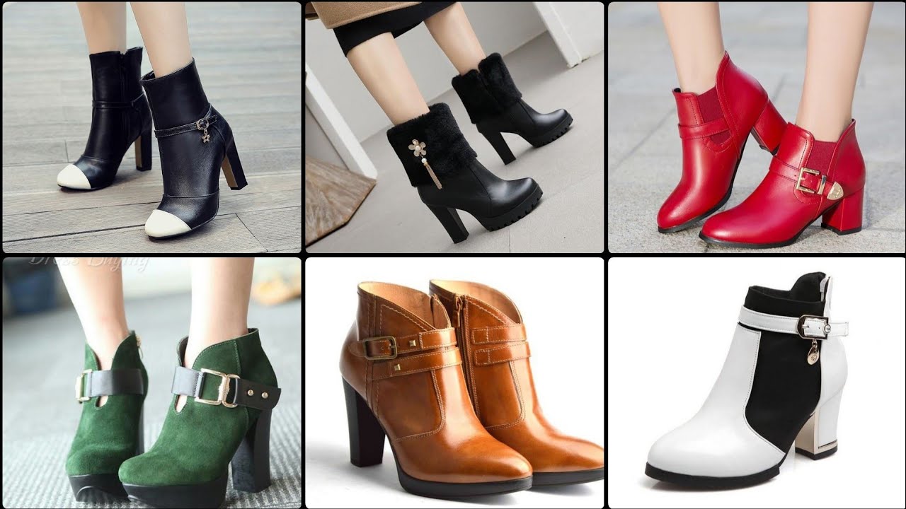 Botines de mujer con cordones tacones de bloque nuevos diseños de zapatos de cuero🤩