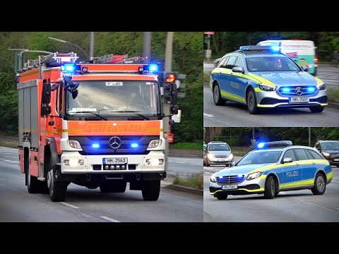 ["LÄCHELN BITTE" - POLIZEI wird GEBLITZT!] - HLF BF Hamburg Osdorf/F-14 + Doppel FuStW Polizei HH