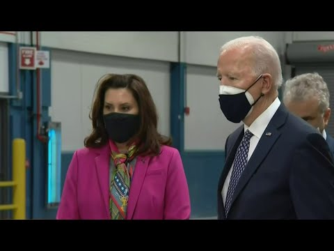 , title : 'President Biden tours Pfizer's vaccine manufacturing plant in Portage'