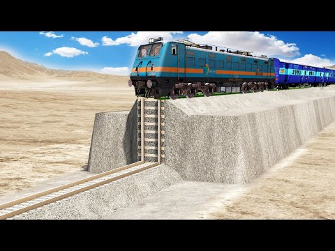 TRAINS VS RISKY UNFINISHED RAILROAD TRACK | Train Simulator 2022 | TrainsFun