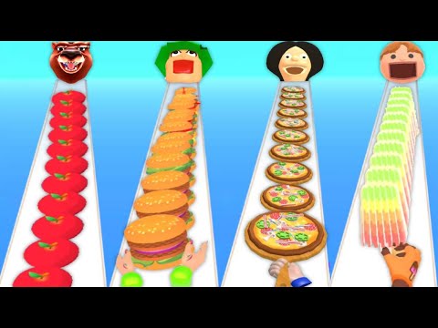 FRUIT RUN MASTER vs BURGER STACK vs PIZZA STACK vs POPSICLE STACK - Gameplay MAX Levels Mobile APK