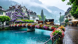 Peaceful Rainy Walk In Interlaken Switzerland ☔️🇨🇭Most Charming Swiss Town