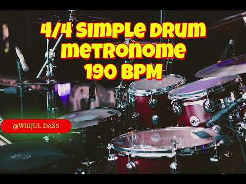 190 BPM 4/4 Metronome Basic Drum Track for practicing Guitar and Bass guitar