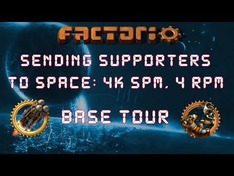 Factorio Sending Supporters To Space - Base Tour: 4k Science & 4 Rockets Per Minute Megabase