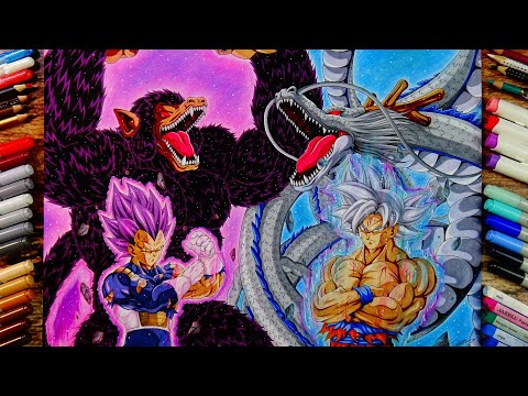 Drawing GOKU &amp; VEGETA in their Strongest Forms - The PRIDE of the Saiyan Race | Commission #59 | 4K