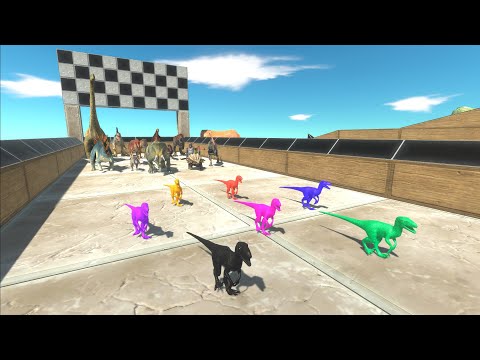 Race to eat Rainbow Deinonychus Aliens - Animal Revolt Battle Simulator