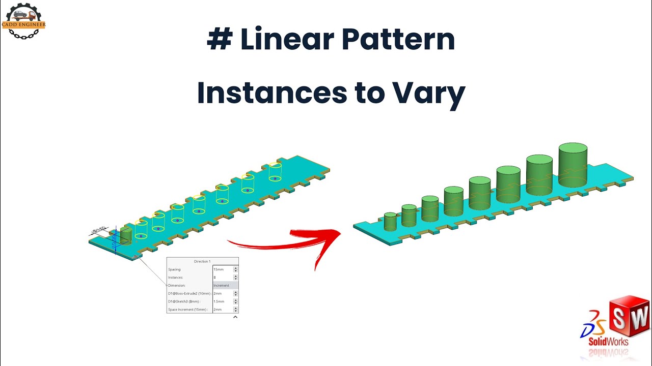 SolidWorks Linear: Pattern How to use Instances to Vary option