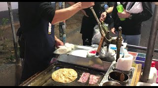 【屋台】台湾のお好み焼きってプレス機使うって知ってた？【Street Food】Did you know how Taiwanese make Okonomiyaki?