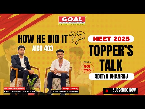 NEET 2025 TOPPER- ADITYA DHANRAJ | 601/720 | AICR 403 | TOPPER'S TALK