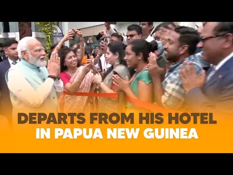 Prime Minister Narendra Modi departs from his hotel in Papua New Guinea
