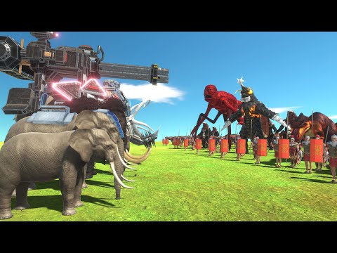 Elephant War - Elephant Team VS Titanus Red + Megalon - Animal Revolt Battle Simulator