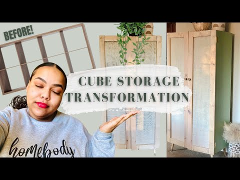 EXTREME CUBE STORAGE MAKEOVER for CRAFT SUPPLIES | DIY Cabinet Doors with BURLAP | IKEA KALLAX HACK