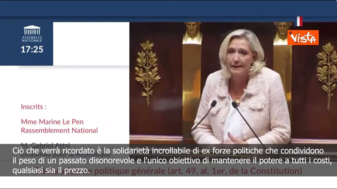 Le Pen all'Assemblea Nazionale: Nella crisi si rivela il naufragio di partiti screditati
