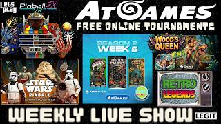 AtGames Wood's Queen EM+, William's Pinball Pin Bot, Star Wars Pinball, Jr. Pac-Man