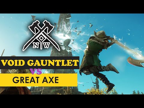 Void Gauntlet Vs Great Axe PVP [New World] Heavy Damage Life Staff Build
