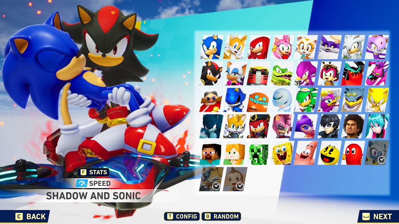 Shadow is Holding Sonic his hands in Sonic Racing Crossworlds!