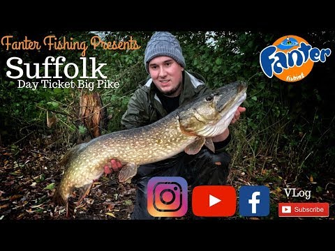 Fanter Fishing MY BIGGEST EVER PIKE on Suffolk Day Ticket, Big Pike Fishing Deadbait Lamprey Smelt