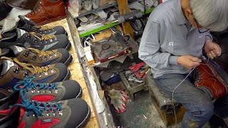 Process of Making Handmade Hiking Boots. Korea