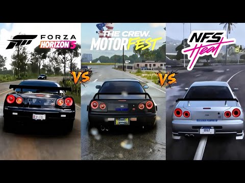 Forza Horizon 6 vs The Crew Motorfest Vs NFS Heat  -  Graphics + Sound Comparison Gameplay