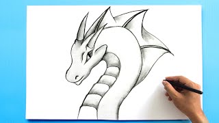 EASY DRAGON DRAWING || How to Draw a Dragon Step by Step Easy pencil sketch