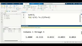 Using for loop to calculate the summation of terms in a series in MATLAB