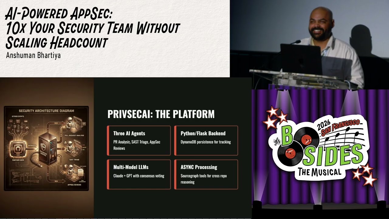 BSidesSF 2026 - AI-Powered AppSec: 10x Your Security Team Without Scaling... (Anshuman Bhartiya)