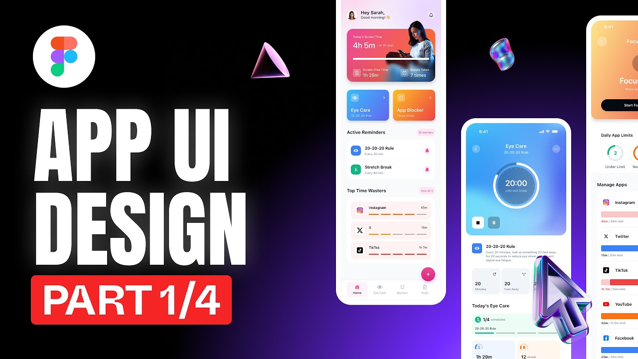 Screen Time App P1 | Home Screen UI Design in Figma (Beginner)