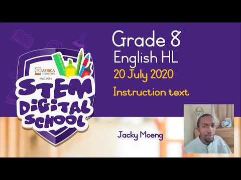 Grade 8 - English HL | 20 July 2020 | Instruction Text