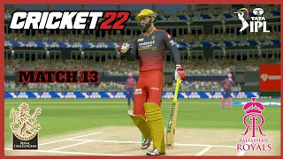 RCB vs RR TATA IPL 2022 - Match 13 | Cricket 22 PC Gameplay 1080P 60FPS