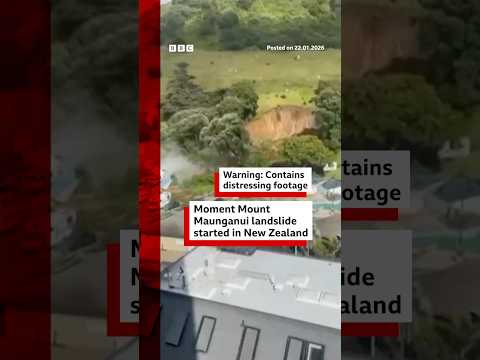 Moment deadly landslide started in Mount Maunganui, New Zealand. #NewZealand #BBCNews