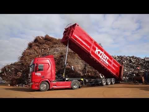 XXL-Schrott-Transport bei Kohl Recycling mit dem 86 cbm-Kippauflieger