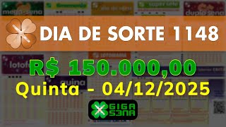 Resultado da Dia de Sorte 1148, Quinta-feira, 04/12/2025